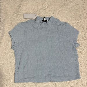 Powder blue high neck knit top NWT